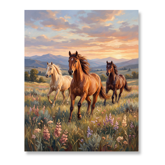 Caballos Salvajes al Atardecer