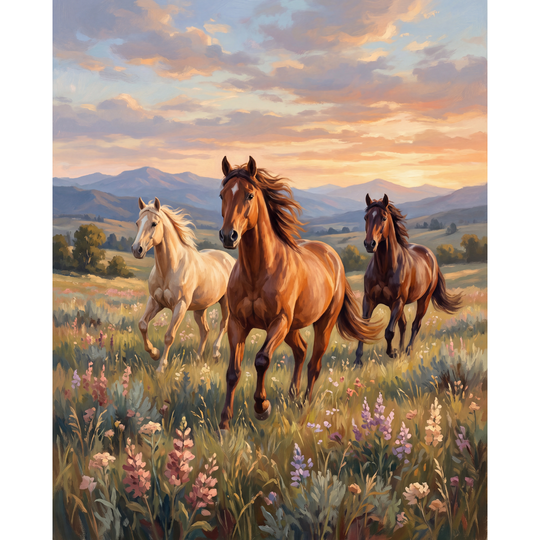 Caballos Salvajes al Atardecer