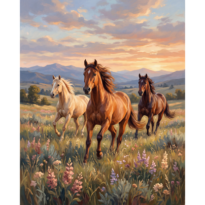 Caballos Salvajes al Atardecer