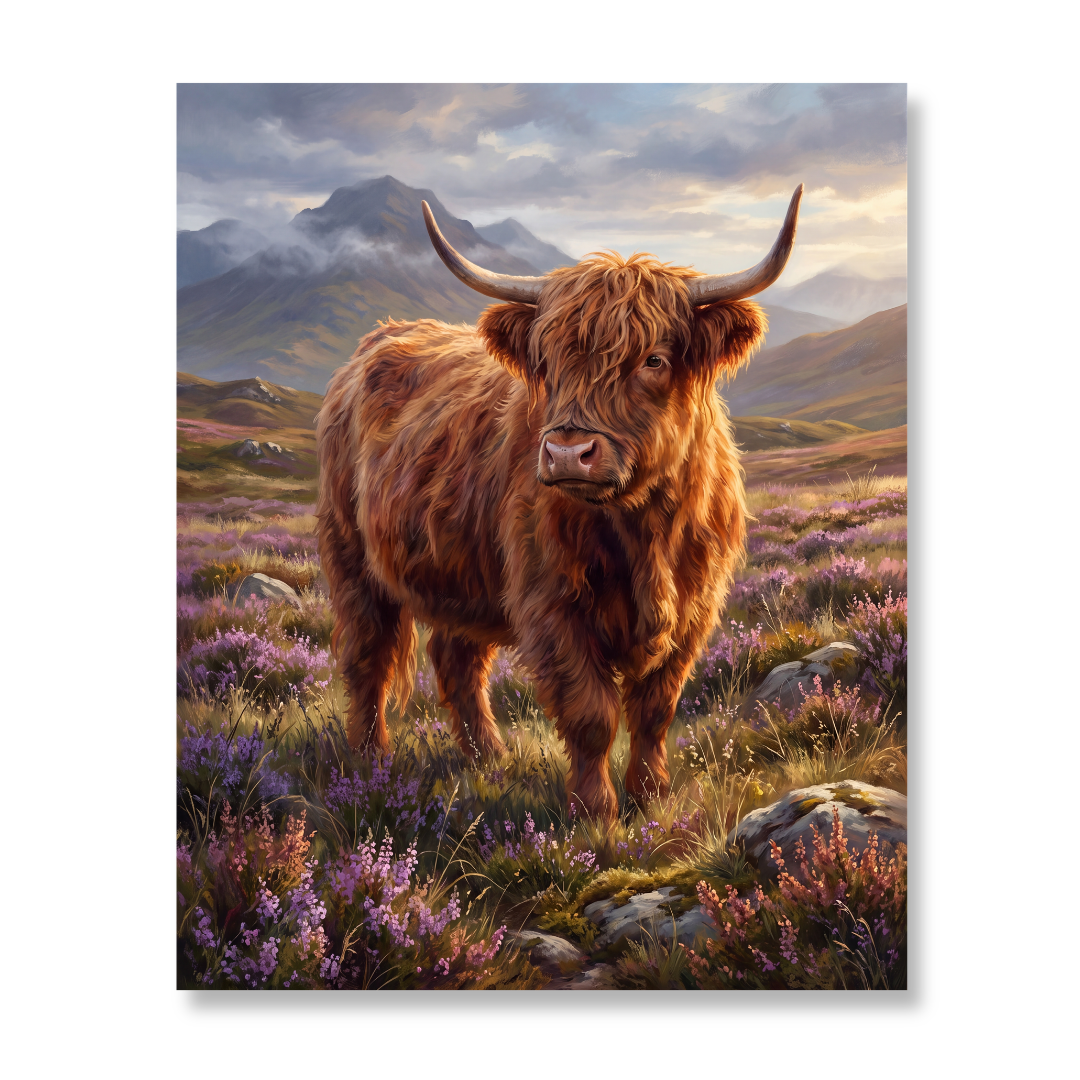 Vaca Escocesa entre las Montañas — Estándar