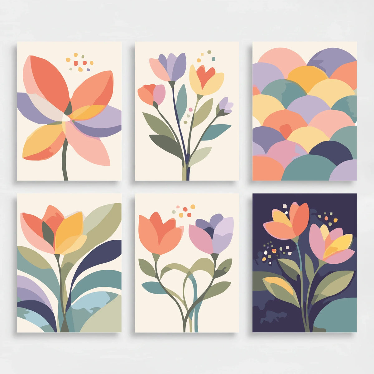 Abstract Flowers - Mini Paint by Numbers Set