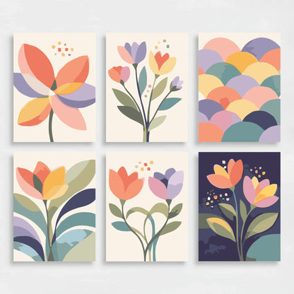 Abstract Flowers - Mini Paint by Numbers Set