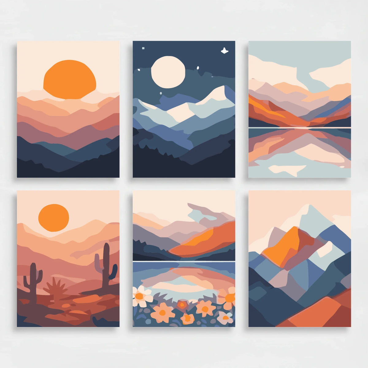 Abstract Mountains - Mini Paint by Numbers Set