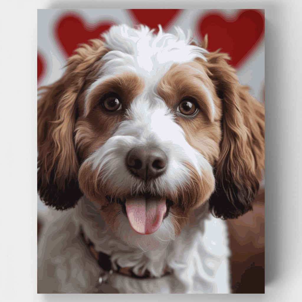 Adorable Cavapoo con corazones - Kit de pintura por números — Estándar