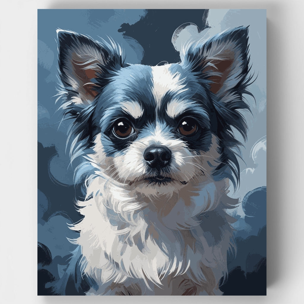 Retrato de adorable chihuahua de pelo largo - Kit de pintura por números — Estándar