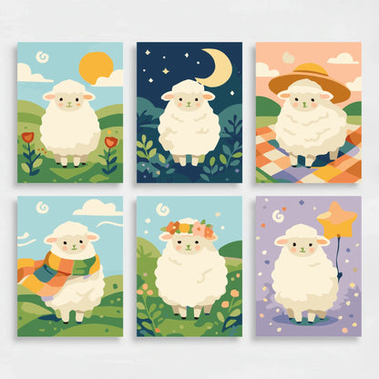 Adorable Sheep - Mini Paint by Numbers Set