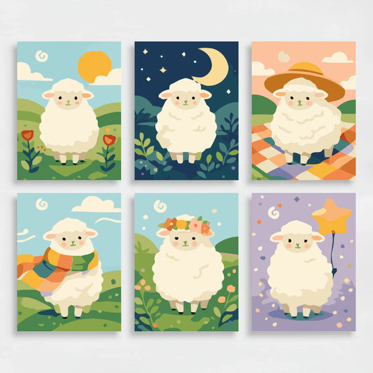 Adorable Sheep - Mini Paint by Numbers Set