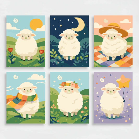 Adorable Sheep Friends - Mini Paint by Numbers Set