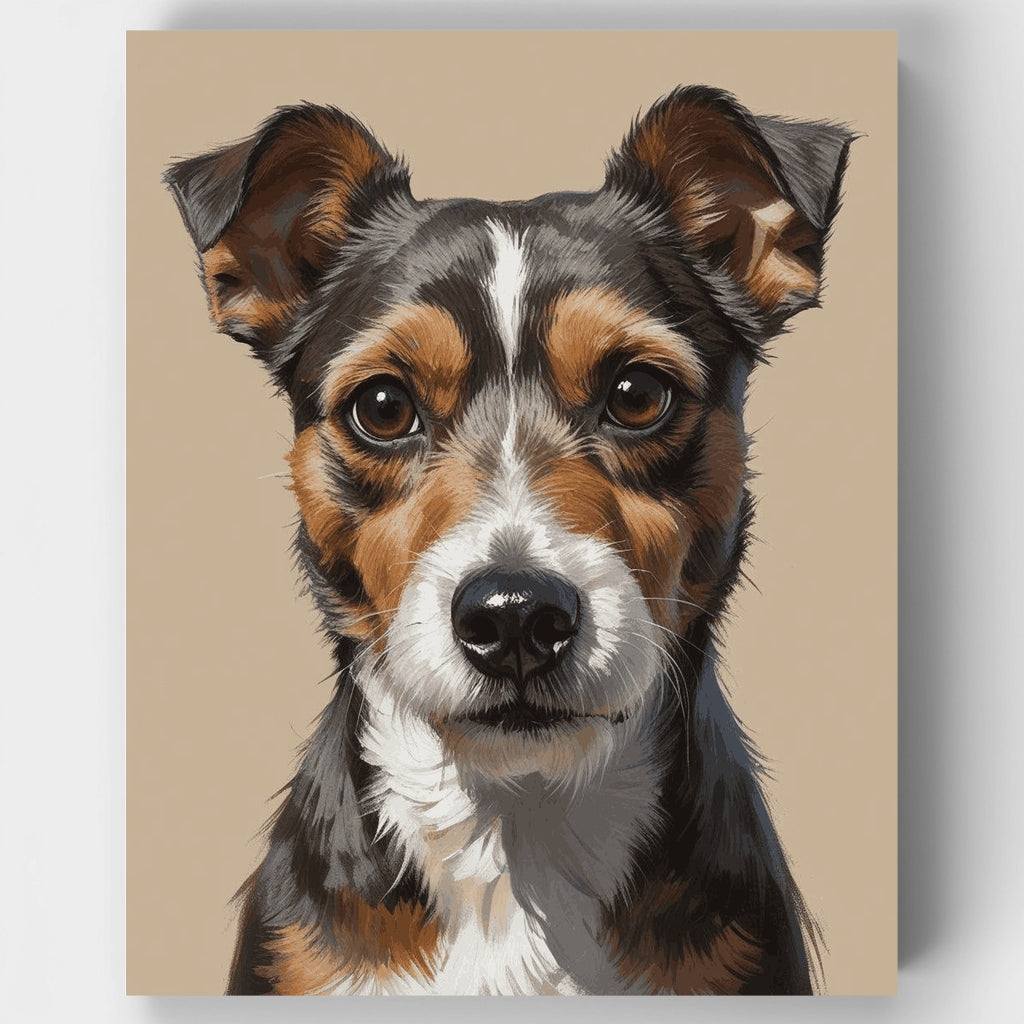 Retrato de adorable cachorro tricolor - Kit de pintura por números — Estándar