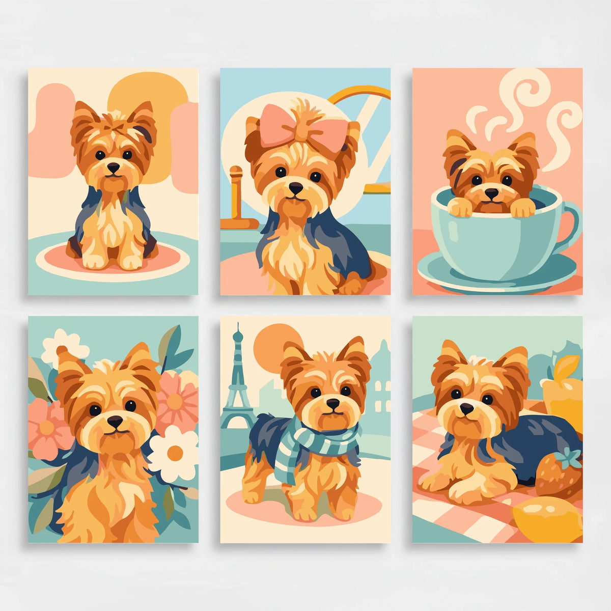 Adorable Yorkies - Mini Paint by Numbers Set