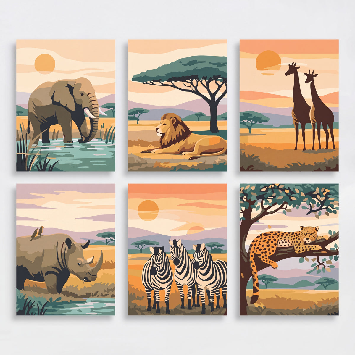 African Safari Wildlife - Mini Paint by Numbers Set