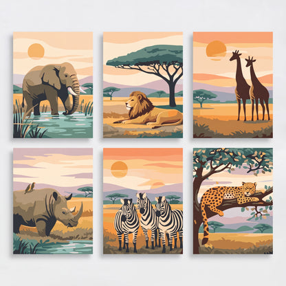 African Safari Wildlife - Mini Paint by Numbers Set