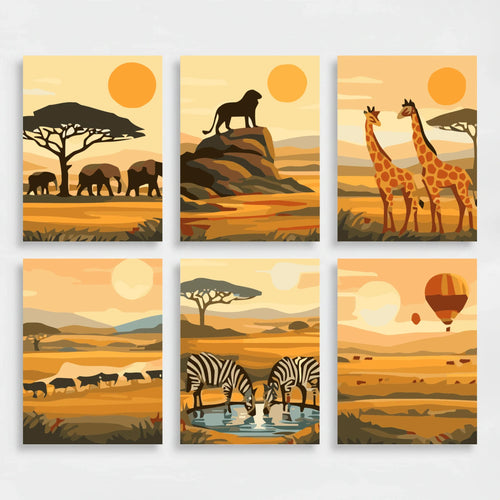 African Safari Sunset - Mini Paint by Numbers Set