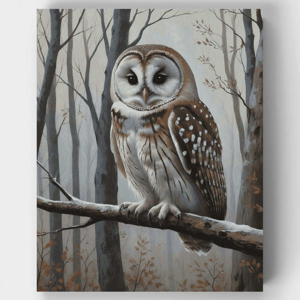 Barn Owl in Misty Forest - Paint by Numbers Kit