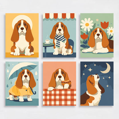 Basset Hound Adventures - Mini Paint by Numbers Set