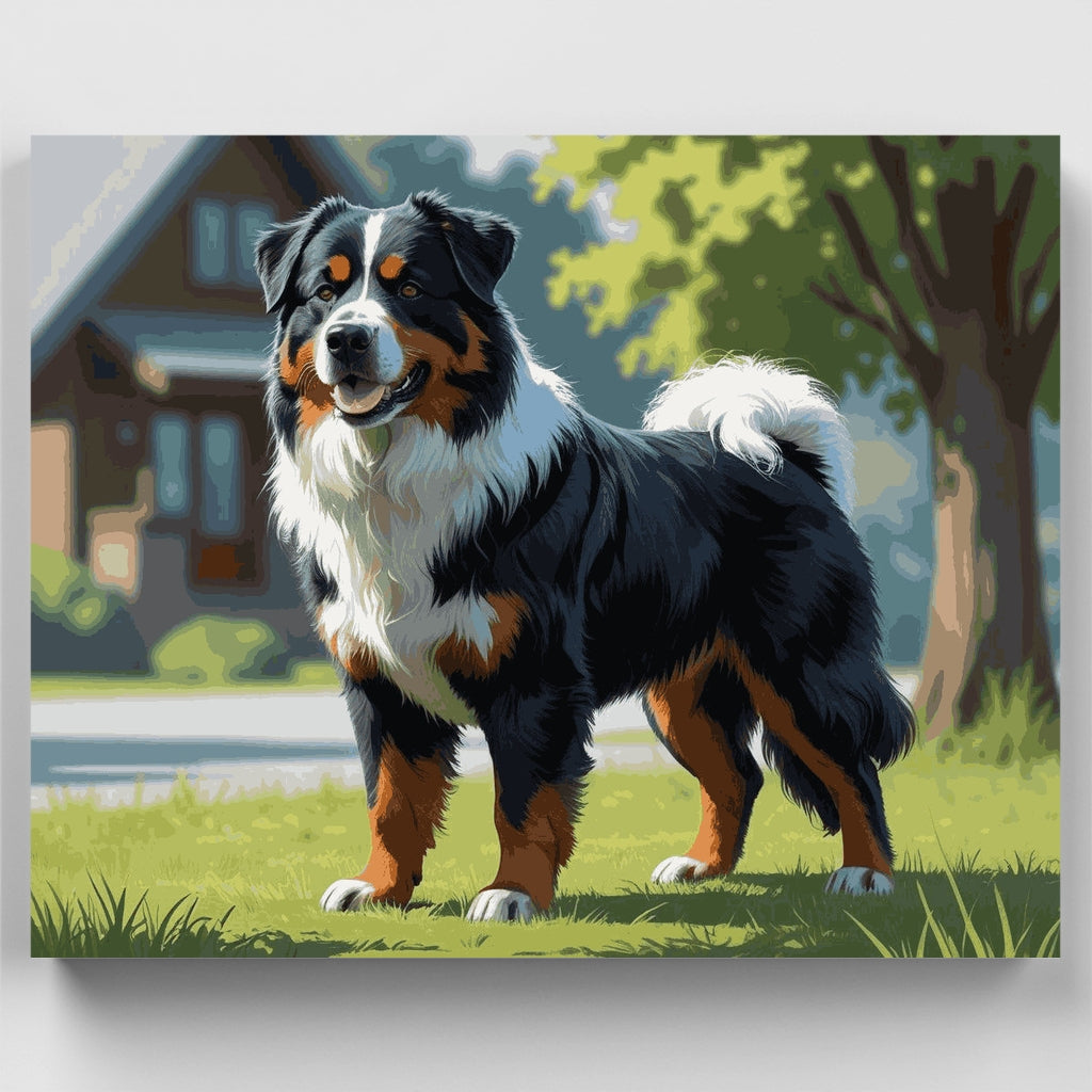 Perro boyero de Berna en jardín soleado - Kit de pintura por números — Estándar