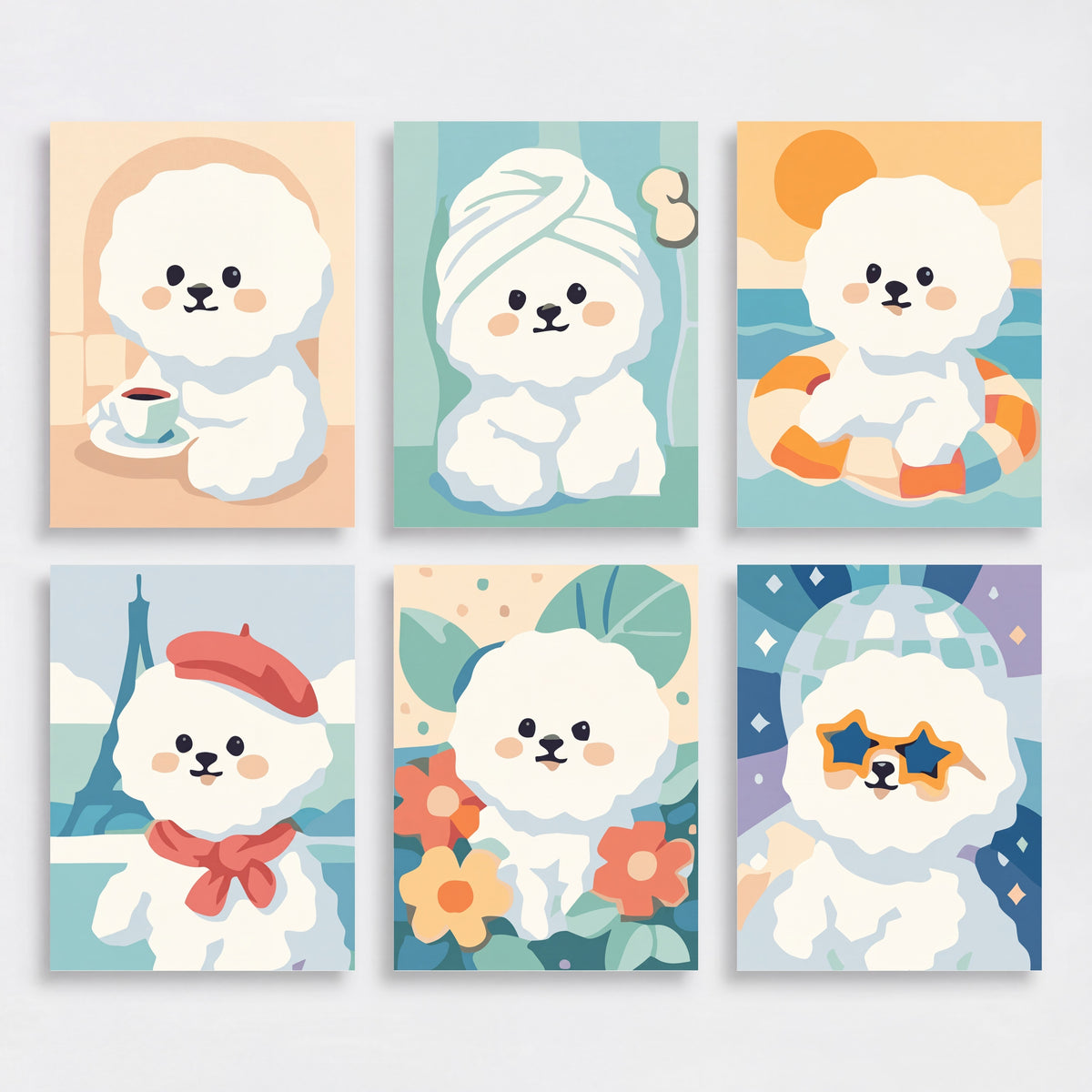 Bichon Frises - Mini Paint by Numbers Set