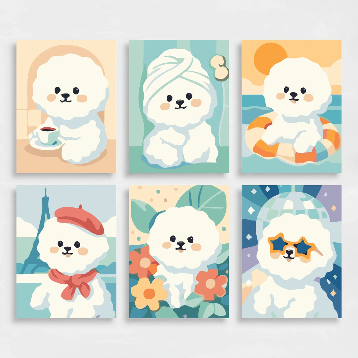 Bichon Frises - Mini Paint by Numbers Set