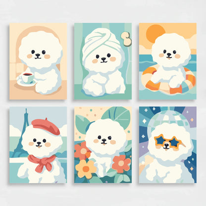 Bichon Frises - Mini Paint by Numbers Set