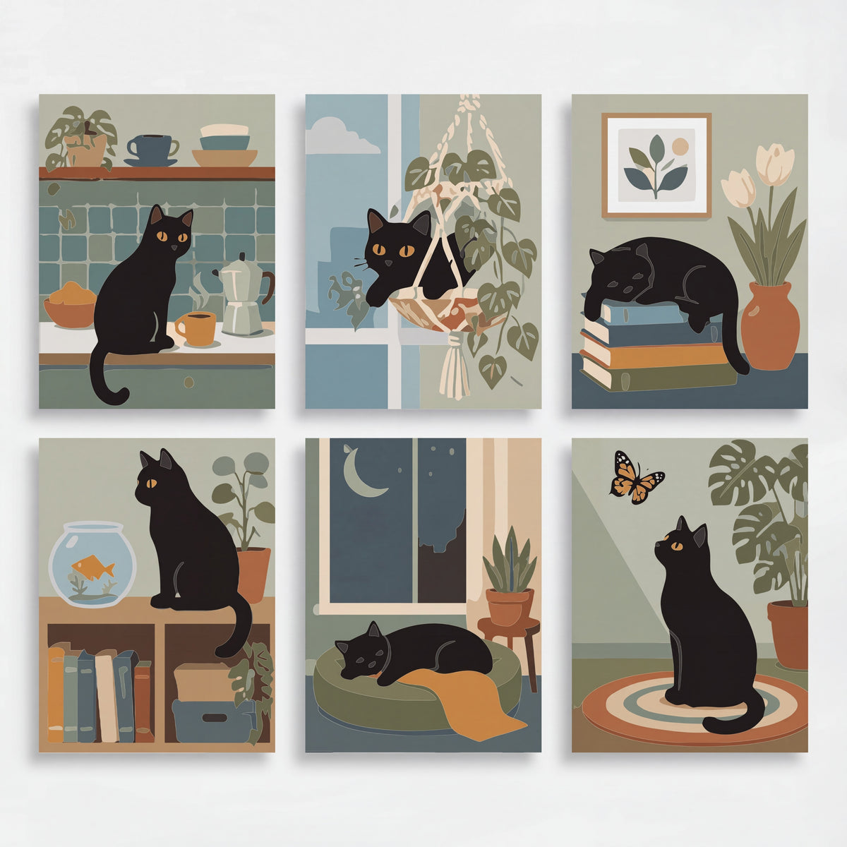Black Cats at Home - Mini Paint by Numbers Set