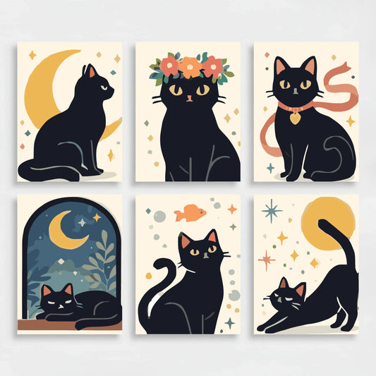 Black Cats - Mini Paint by Numbers Set