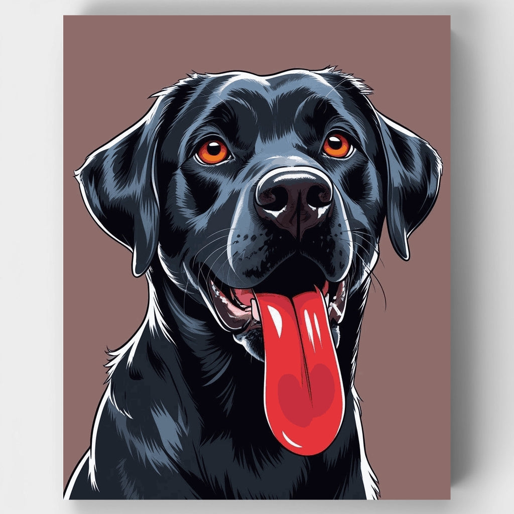 Kit de pintura por números: Labrador negro con ojos naranja brillante — Estándar