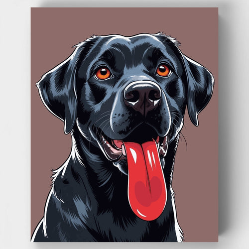 Black Labrador with Bright Orange Eyes - Paint by Numbers Kit