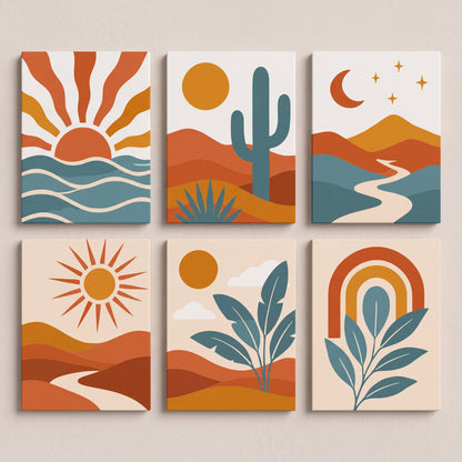 Boho Desert Sunset - Mini Paint by Numbers Set