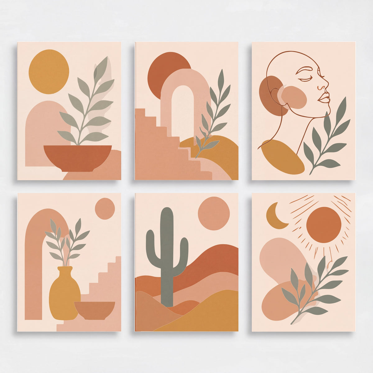 Boho Terracotta Abstract Set - Mini Paint by Numbers Set