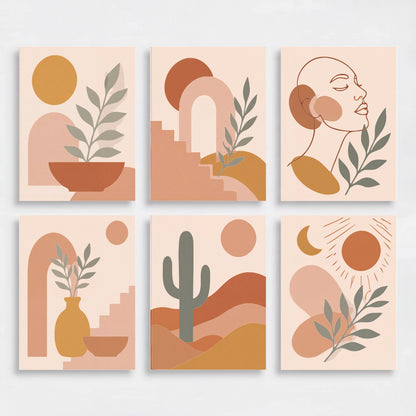 Boho Terracotta Abstract Set - Mini Paint by Numbers Set