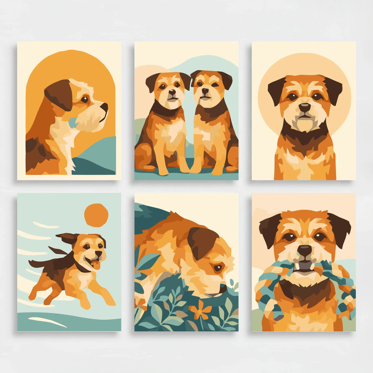 Border Terriers - Mini Paint by Numbers Set