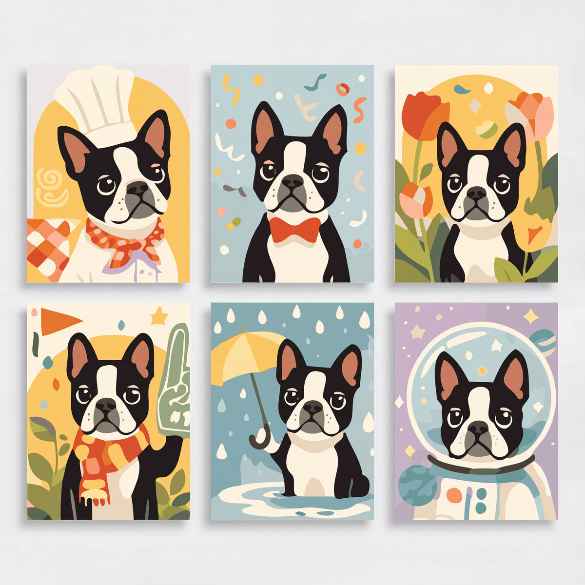 Boston Terrier Adventures - Mini Paint by Numbers Set