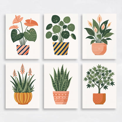Botanical Houseplants - Mini Paint by Numbers Set