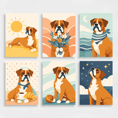 Boxer Dogs - Mini Paint by Numbers Set