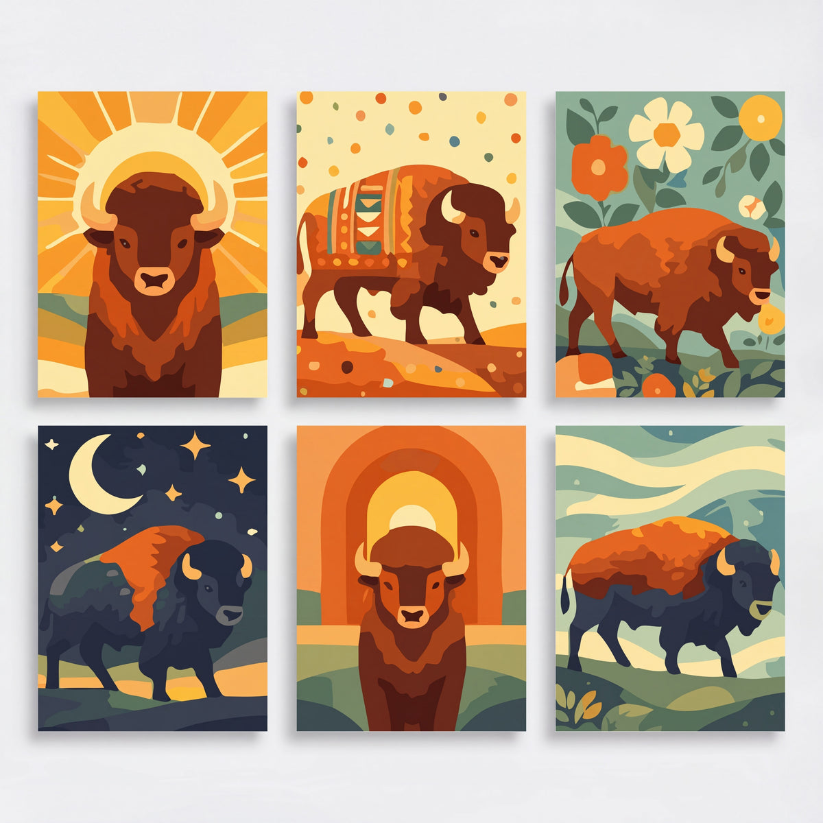 Buffalos - Mini Paint by Numbers Set
