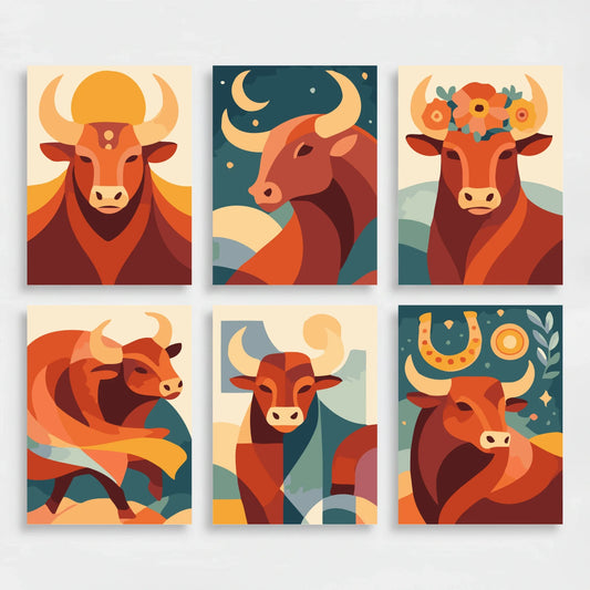 Bulls - Mini Paint by Numbers Set