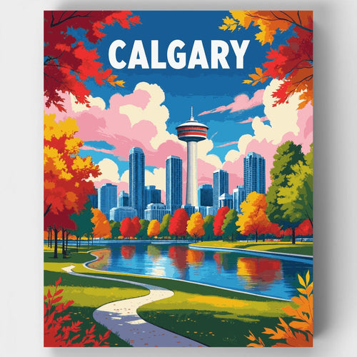 Calgary Autumn Park Skyline - Paint by Numbers Kit