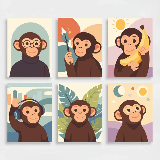 Cheerful Chimpanzees - Mini Paint by Numbers Set