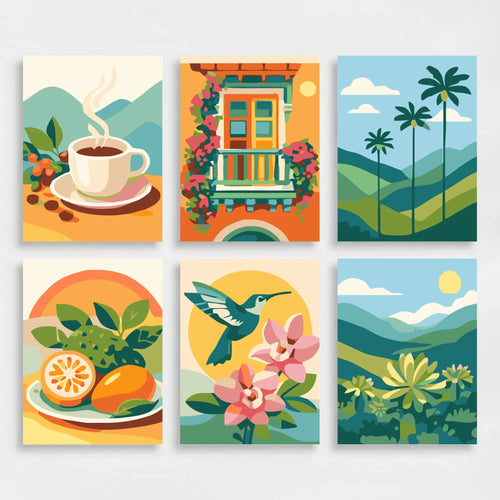 Colombian Coffee & Landscapes - Mini Paint by Numbers Set
