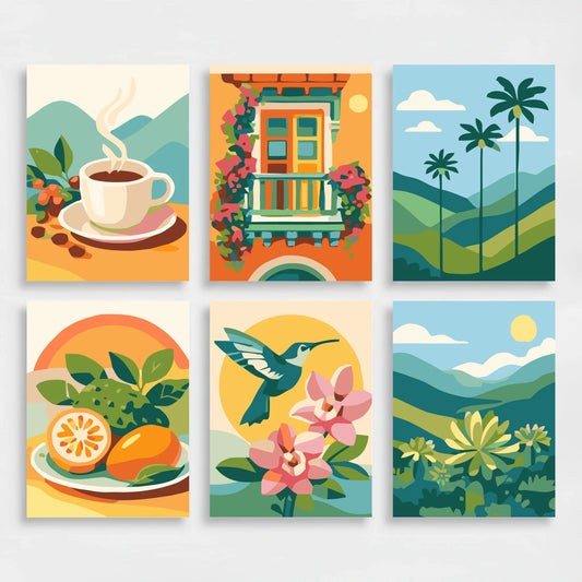 Colombian Coffee & Landscapes - Mini Paint by Numbers Set