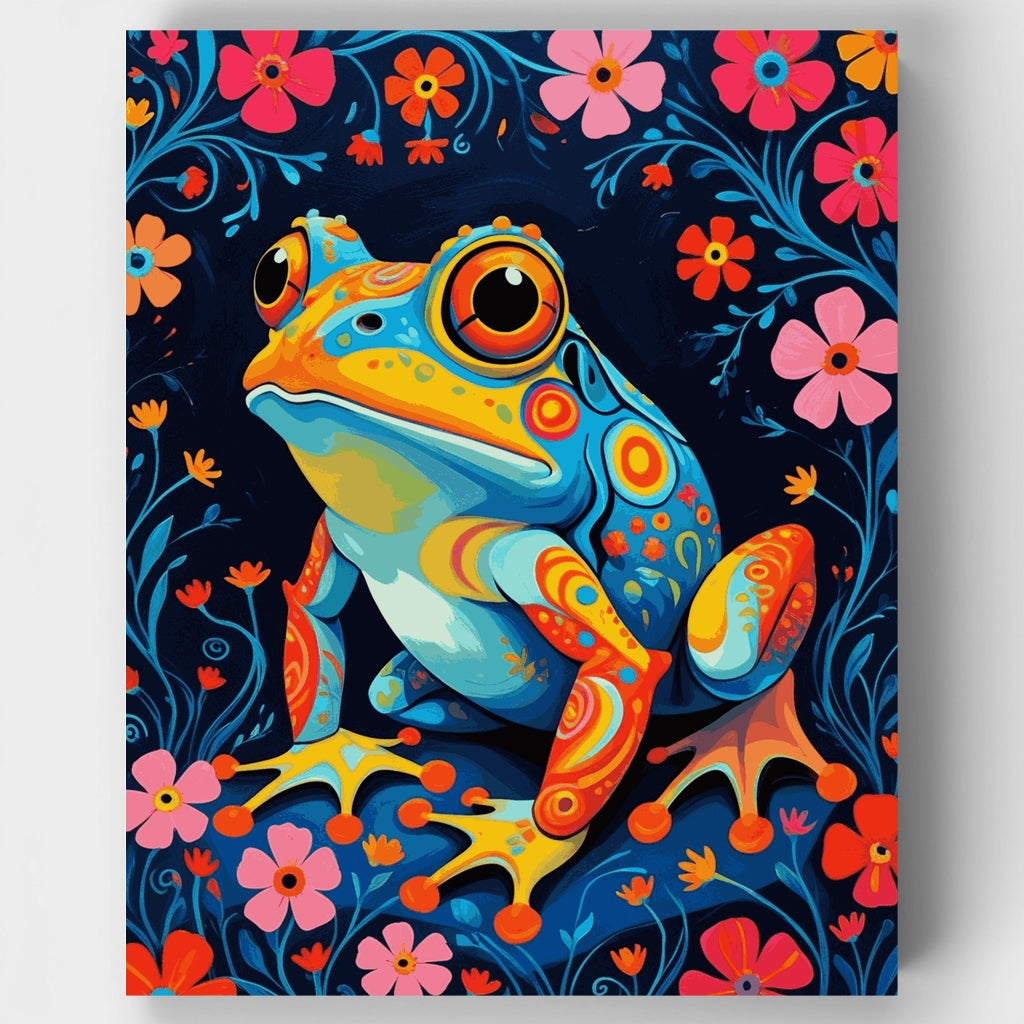 Rana colorida en jardín floral - Kit de pintura por números — Estándar