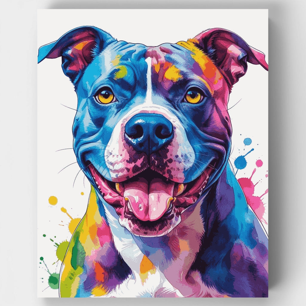 Colorful Pitbull Portrait - Paint by Numbers Kit