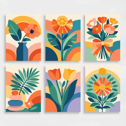 Colourful Floral - Mini Paint by Numbers Set