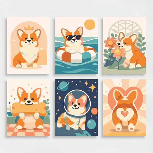 Corgis - Mini Paint by Numbers Set