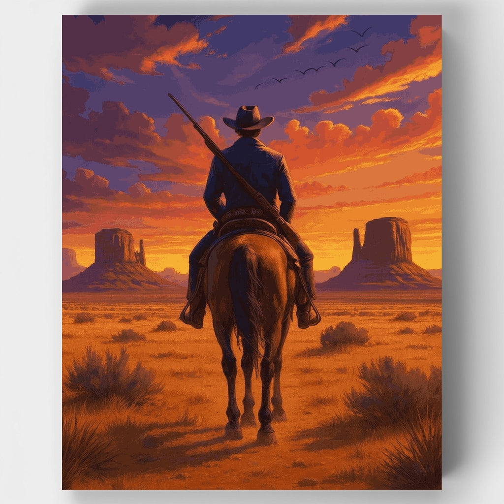 Vaquero al atardecer - Kit de pintura por números — Estándar