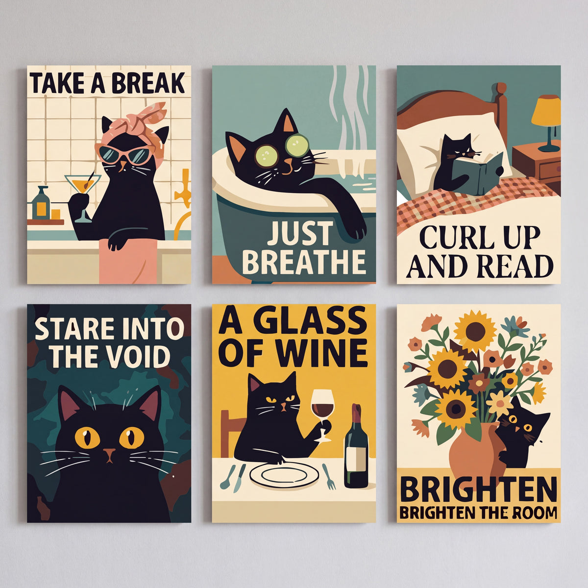 Cozy Black Cat Life - Mini Paint by Numbers Set