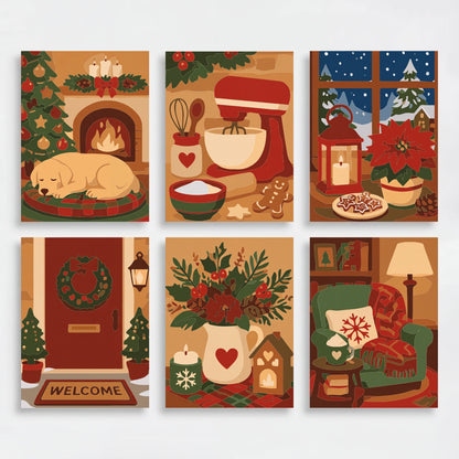 Cozy Christmas Home - Mini Paint by Numbers Set