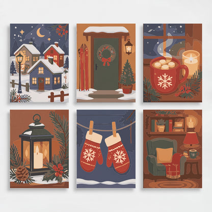 Cozy Winter Village - Mini Paint by Numbers Set