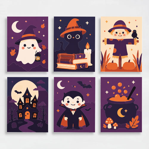 Cute Halloween Characters Collection - Mini Paint by Numbers Set