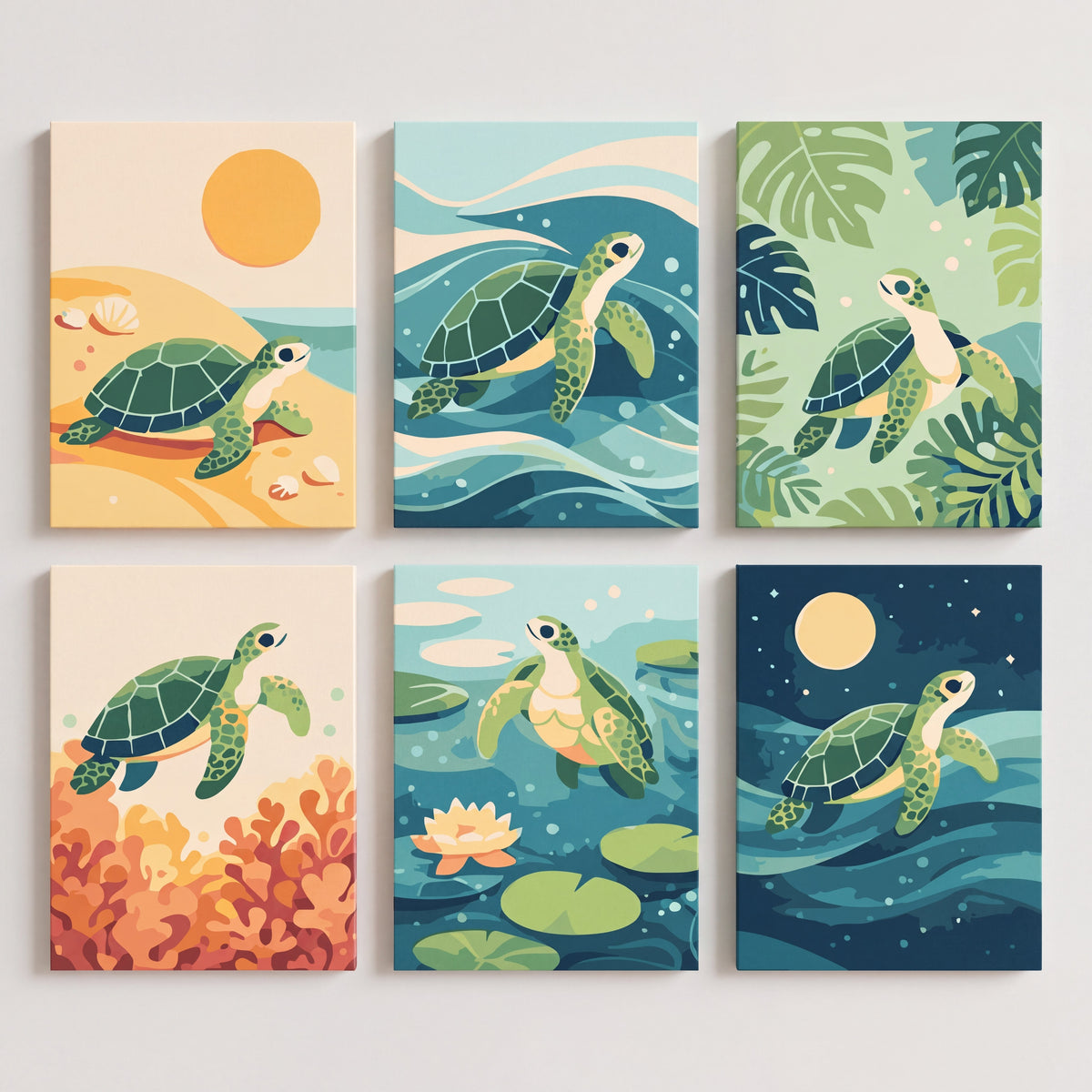 Cute Sea Turtles - Mini Paint by Numbers Set